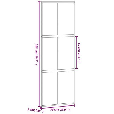 vidaXL Drzwi przesuwne, czarne, 76x205 cm, szkło hartowane, aluminium