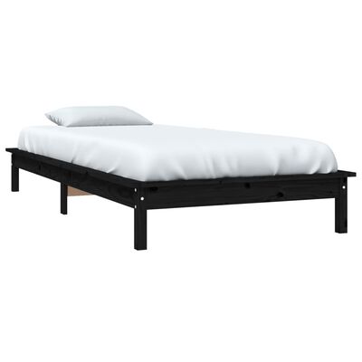 vidaXL Rama łóżka, czarna, 90x190 cm, lite drewno sosnowe