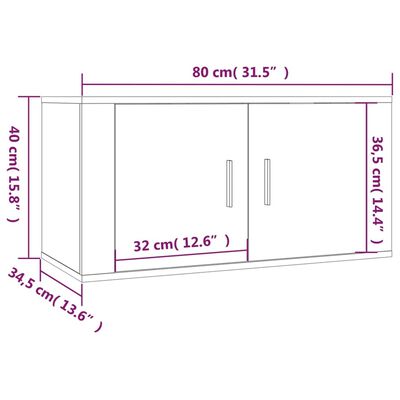 vidaXL Wiszące szafki TV, 2 szt., szarość betonu, 80x34,5x40 cm