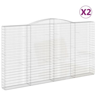 vidaXL Kosze gabionowe, 2 szt, 400x30x220/240 cm, galwanizowane żelazo