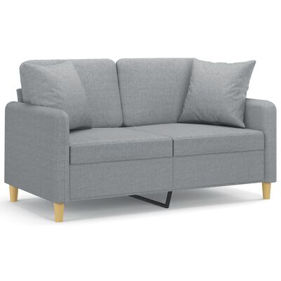 vidaXL 2-osobowa sofa z poduszkami, jasnoszara, 120 cm, tkanina