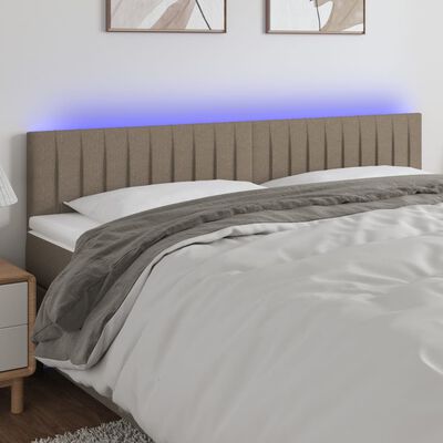 vidaXL Zagłówek do łóżka z LED, taupe, 160x5x78/88 cm, tkanina