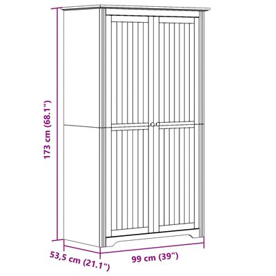 vidaXL Szafa BODO, biała, 99x53,5x173 cm, lite drewno sosnowe