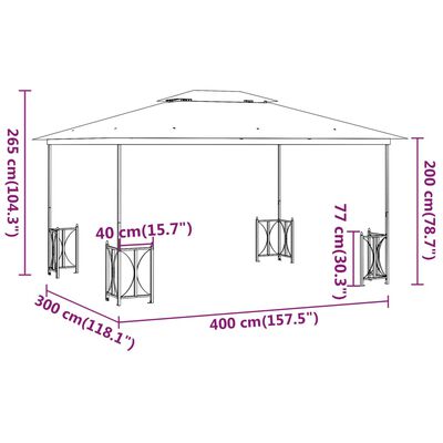vidaXL Altana z zasłonkami i dwuczęściowym dachem, 3x4 m, antracytowa