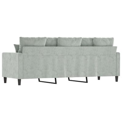 vidaXL Sofa 3-osobowa, jasnoszara, 180 cm, tapicerowana aksamitem