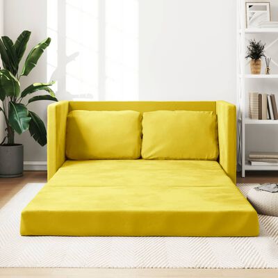 vidaXL Sofa podłogowa 2-w-1, ciemnożółta, 122x204x55 cm, aksamit