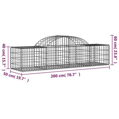 vidaXL Kosze gabionowe, 5 szt, 200x50x40/60 cm, galwanizowane żelazo