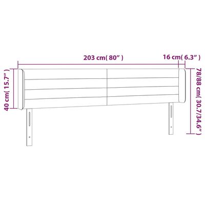 vidaXL Zagłówek do łóżka z LED, ciemnozielony, 203x16x78/88cm, aksamit