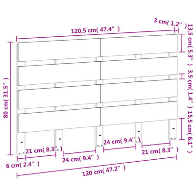 vidaXL Wezgłowie do łóżka, woskowy brąz, 120 cm, lite drewno sosnowe