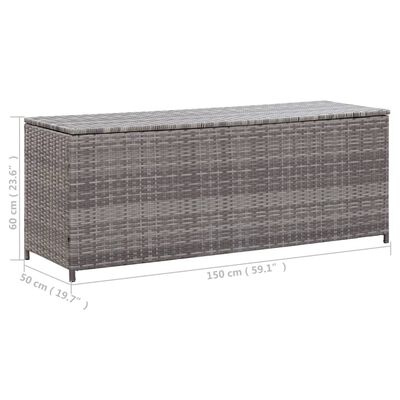 vidaXL Skrzynia ogrodowa, szara, 150 x 50 x 60 cm, rattan PE