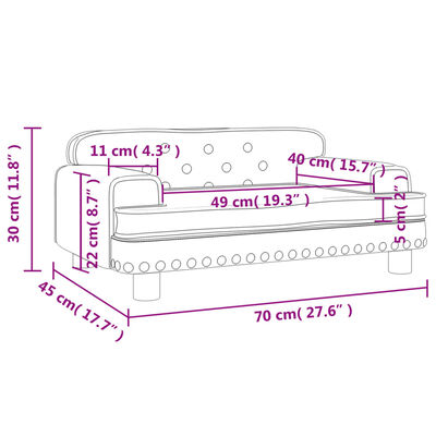 vidaXL Sofa dla dzieci, niebieska, 70x45x30 cm, aksamit