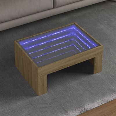 vidaXL Stolik kawowy z LED Infinity, dąb sonoma, 70x50x30 cm