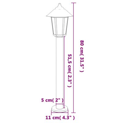 vidaXL Lampa ogrodowa na słupku, srebrna, 80 cm, stal nierdzewna