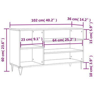 vidaXL Półka na buty, biała, 102x36x60 cm, materiał drewnopochodny