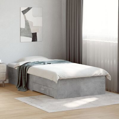 vidaXL Rama łóżka z szufladami, szarość betonu, 75x190 cm