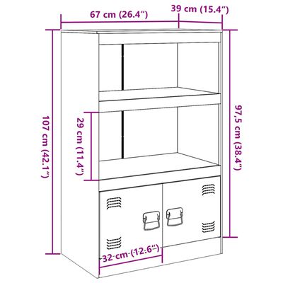 vidaXL Szafka boczna, antracytowa, 67x39x107 cm, stal