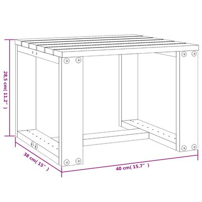 vidaXL Stolik ogrodowy, czarny, 40x38x28,5 cm, lite drewno sosnowe