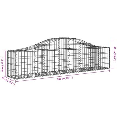 vidaXL Kosze gabionowe, 15 szt, 200x30x40/60 cm, galwanizowane żelazo