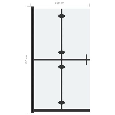 vidaXL Składana ścianka prysznicowa, mrożone szkło ESG, 100x190 cm