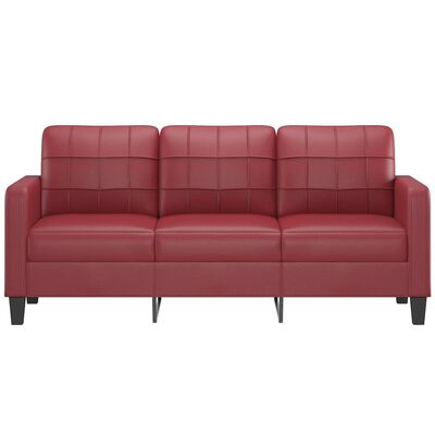 vidaXL 3-osobowa sofa, winna czerwień, 180 cm, sztuczna skóra