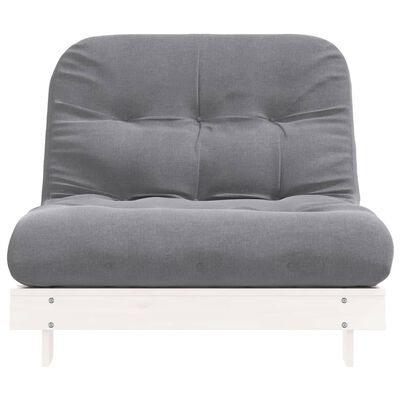 vidaXL Sofa rozkładana typu futon, z materacem, biała, 100x206x11 cm