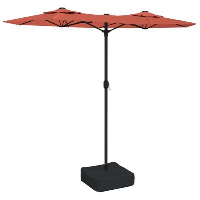 vidaXL Podwójny parasol ogrodowy z LED, terakota, 316x240 cm