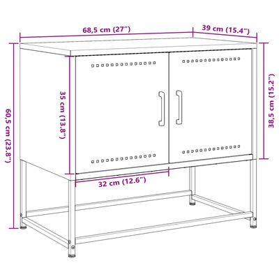 vidaXL Szafka pod telewizor, oliwkowa, 68,5x39x60,5 cm, stalowa