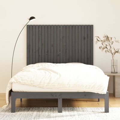 vidaXL Wezgłowie łóżka, szare, 140x3x110 cm, lite drewno sosnowe