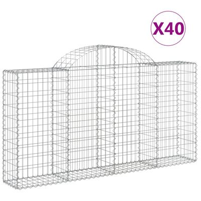 vidaXL Kosze gabionowe, 40 szt, 200x30x100/120cm, galwanizowane żelazo