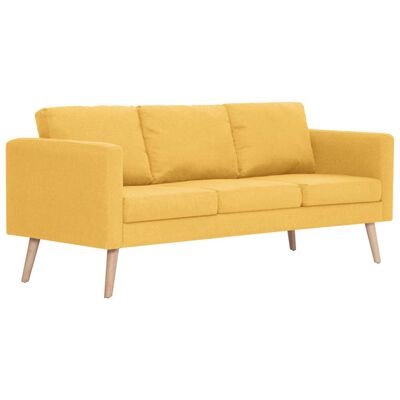 vidaXL Sofa 3-osobowa tapicerowana tkaniną, żółta