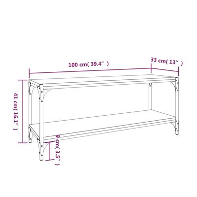 vidaXL Szafka pod telewizor, przydymiony dąb, 100x33x41 cm