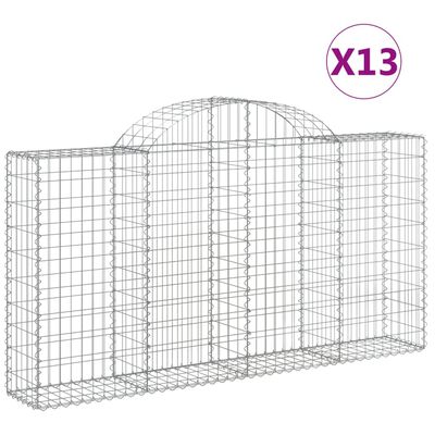 vidaXL Kosze gabionowe, 13 szt, 200x30x100/120cm, galwanizowane żelazo