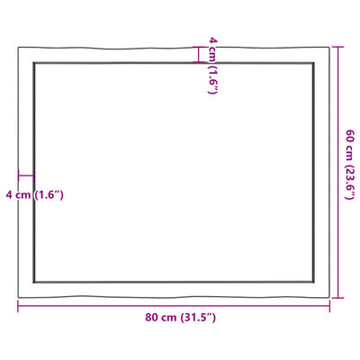 vidaXL Blat, jasnobrązowy 80x60x(2-4) cm drewno z naturalną krawędzią