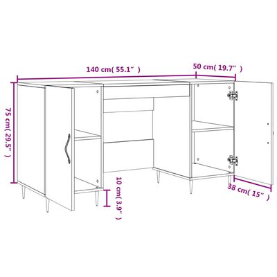 vidaXL Biurko białe z połyskiem, 140x50x75 cm, materiał drewnopochodny