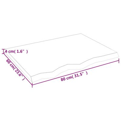 vidaXL Blat do stołu, jasnobrązowy, 80x60x(2-4)cm, lite drewno dębowe