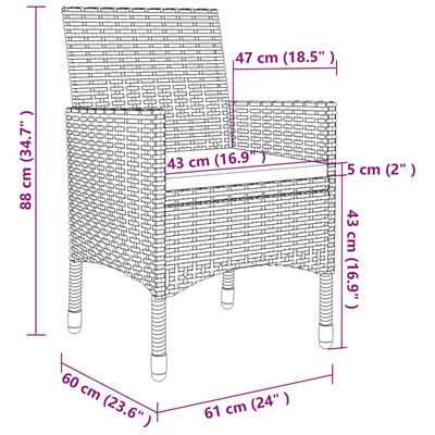 vidaXL 9-cz. zestaw mebli ogrodowych z poduszkami, rattan PE, szary