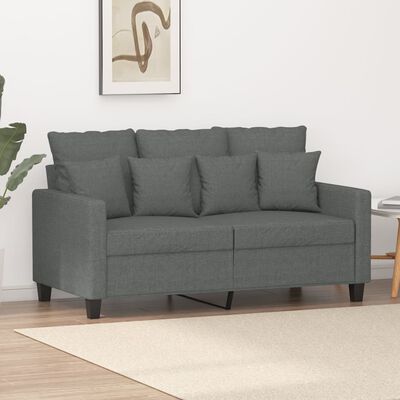 vidaXL Sofa 2-osobowa, ciemnoszara, 120 cm, tapicerowana tkaniną