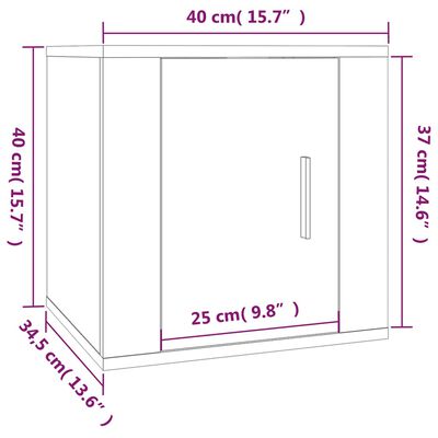 vidaXL Wiszące szafki TV, 2 szt., szarość betonu, 40x34,5x40 cm