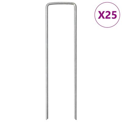 vidaXL Kołki gruntowe w kształcie litery U, 25 szt., 15x3,5 cm, stal