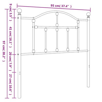 vidaXL Metalowe wezgłowie, czarne, 90 cm