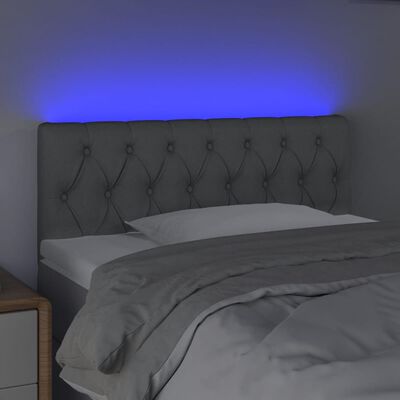 vidaXL Zagłówek do łóżka z LED, jasnoszary, 90x7x78/88 cm, tkanina