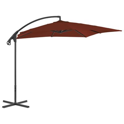 vidaXL Parasol wiszący ze stalowym słupkiem, 250x250 cm, terakota