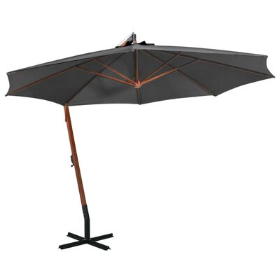 vidaXL Parasol ogrodowy wiszący, jodłowy słupek, antracyt, 3,5x2,9 m