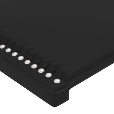 vidaXL Zagłówek do łóżka z LED, czarny, 100x5x78/88 cm, sztuczna skóra
