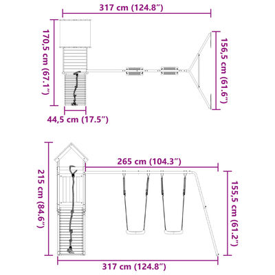 vidaXL Plac zabaw do ogrodu, impregnowane drewno sosnowe