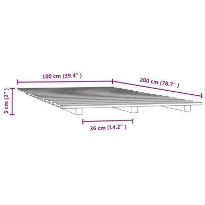 vidaXL Rama łóżka, czarna, 100 x 200 cm, lite drewno sosnowe