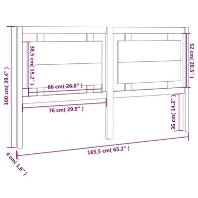 vidaXL Wezgłowie łóżka, białe, 165,5x4x100 cm, lite drewno sosnowe