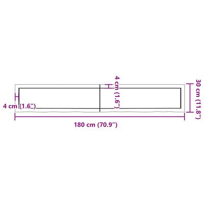 vidaXL Blat stołu, 180x40x(2-6) cm, surowe lite drewno dębowe