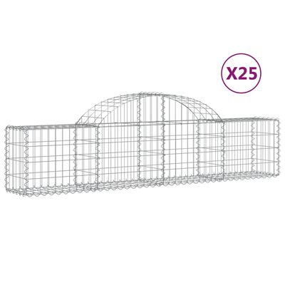 vidaXL Kosze gabionowe, 25 szt, 200x30x40/60 cm, galwanizowane żelazo