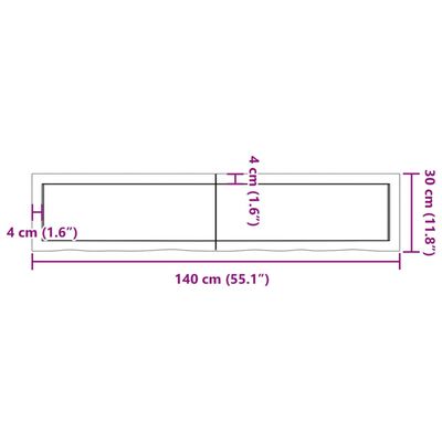 vidaXL Blat do łazienki, jasnobrązowy, 140x30x(2-6) cm, lite drewno